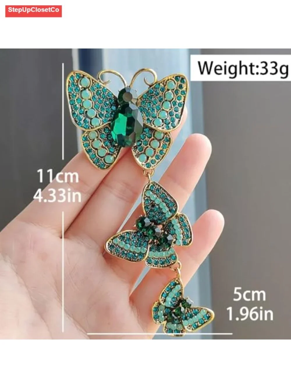 Crystal Butterfly Brooch Pin Rhinestone Lapel Pin Statement Gift for Women